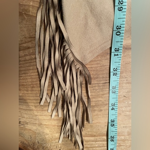 NWOT VTG Taupe Faux Suede Fringe Sweater Jacket Boho Western Rodeo XL - Picture 5 of 10